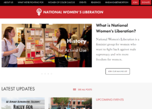 screenshot of National Women's Liberation website, developed in 2019